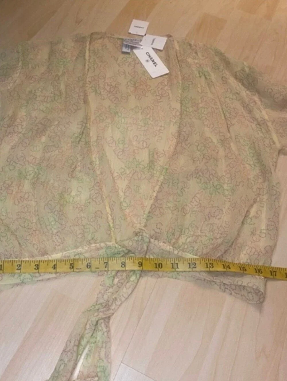 NWT Chanel Sheer Tie-Front Top -Yellow